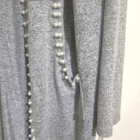 Coin 1804 Elegant Gray Women's Cardigan with Pearl Details - Picture 4 of 5